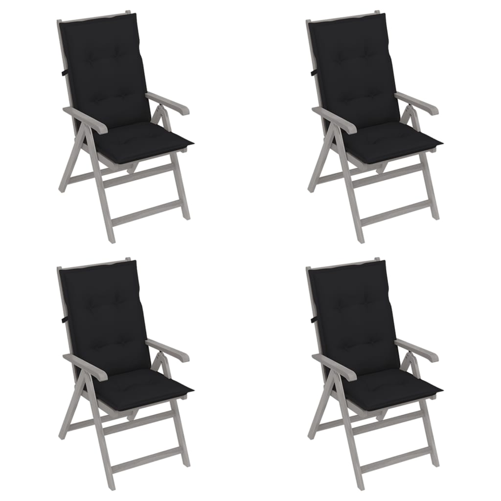 Garden Reclining Chairs 4 pcs with Cushions Solid Acacia Wood