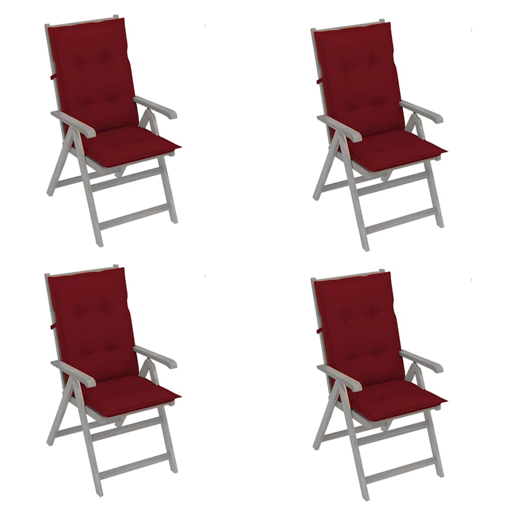 Garden Reclining Chairs 4 pcs with Cushions Solid Acacia Wood