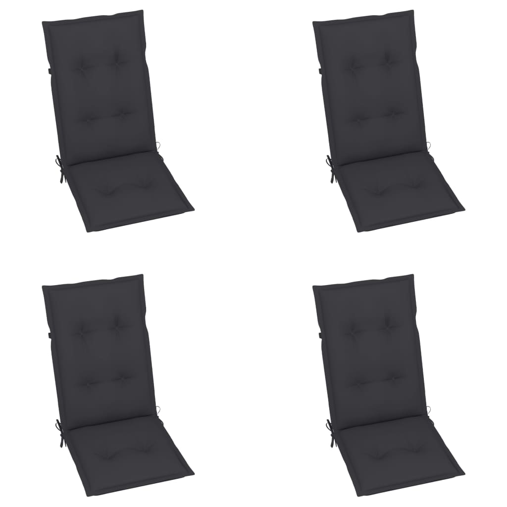 Folding Chairs 4 pcs with Anthracite Cushions Solid Teak Wood