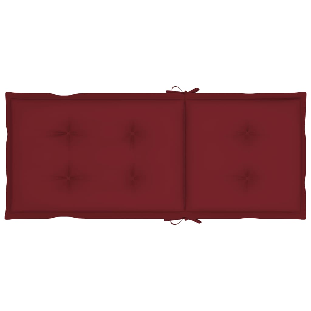 Folding Chairs 4 pcs with Wine Red Cushions Solid Teak Wood