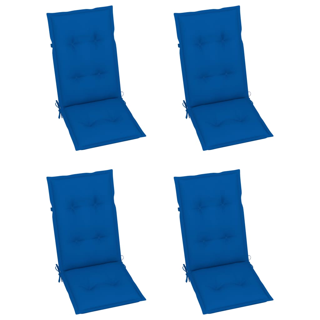 Folding Chairs 4 pcs with Royal Blue Cushions Solid Teak Wood