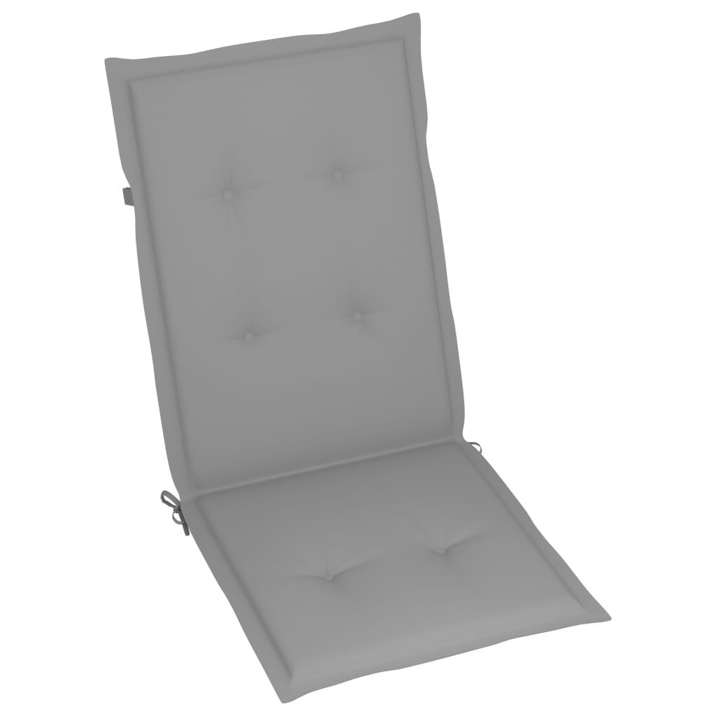 Folding Chairs 6 pcs with Grey Cushions Solid Teak Wood