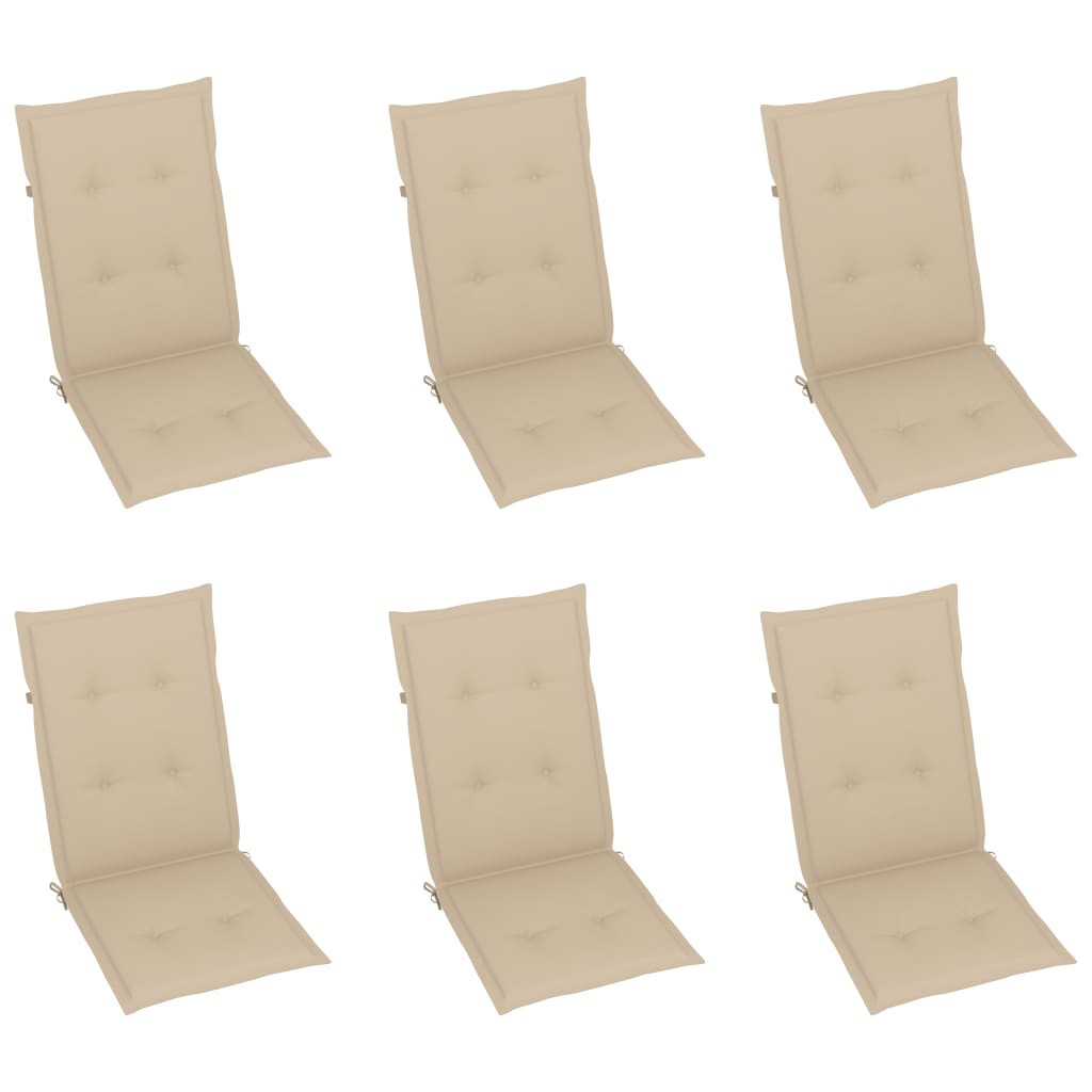 Garden Chairs 6 pcs with Beige Cushions Solid Teak Wood