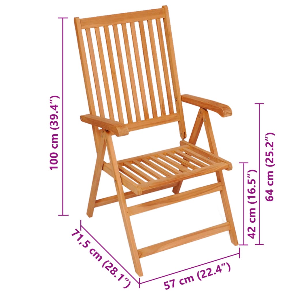 Folding Chairs 6 pcs with Blue Cushions Solid Teak Wood