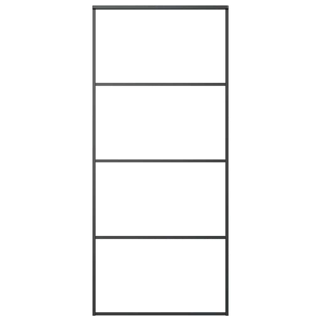 Sliding Door Aluminium and ESG Glass 90x205 cm Black