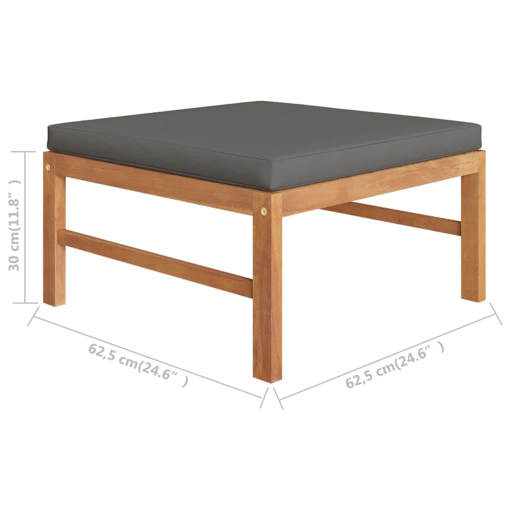 Footrest with Dark Grey Cushion Solid Teak Wood