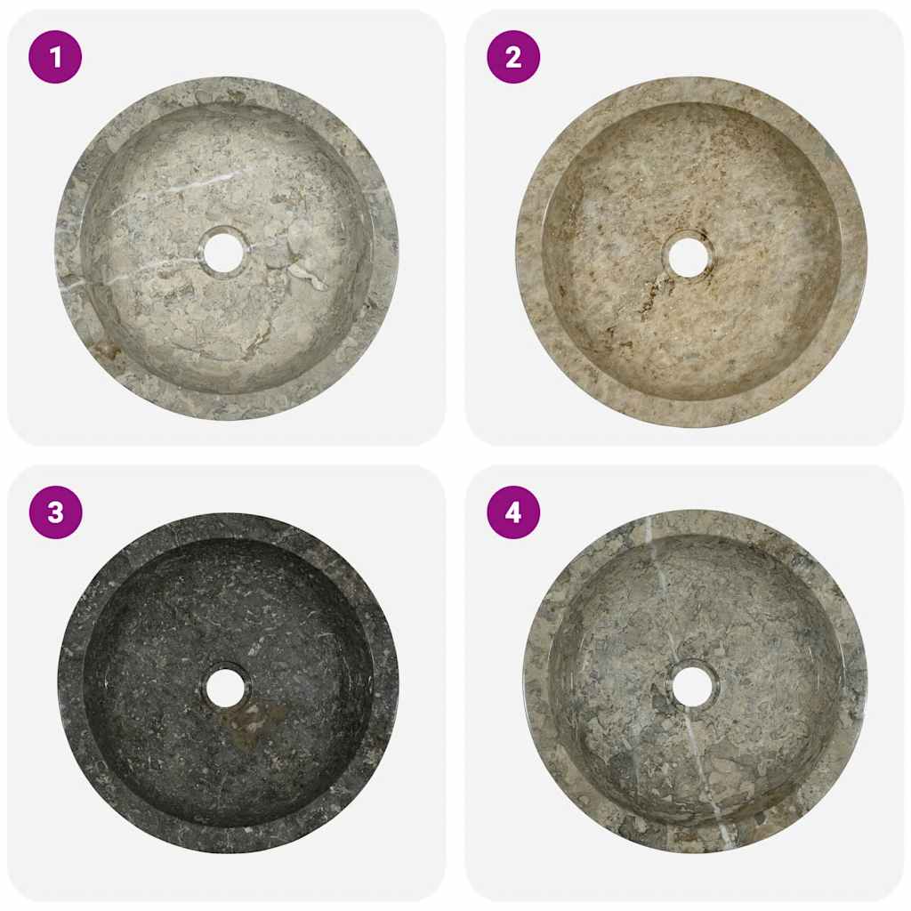 Sink Grey Ø40x12 cm Marble