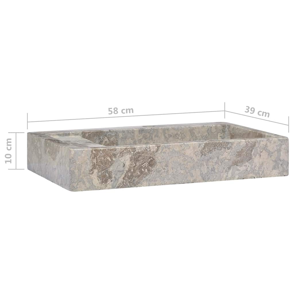 Sink Grey 58x39x10 cm Marble