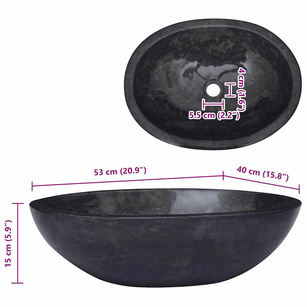 Sink Black 53x40x15 cm Marble