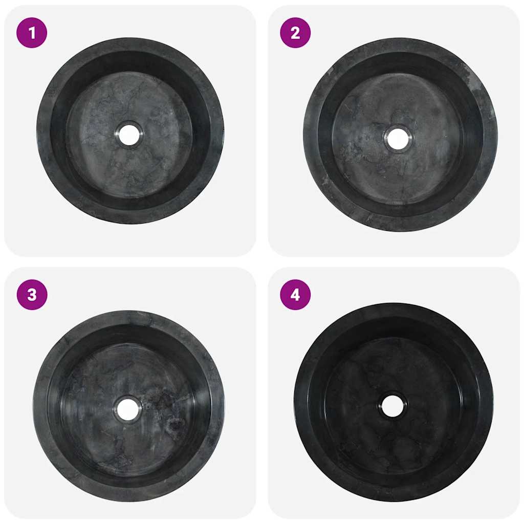 Sink Black Ø40x15 cm Marble