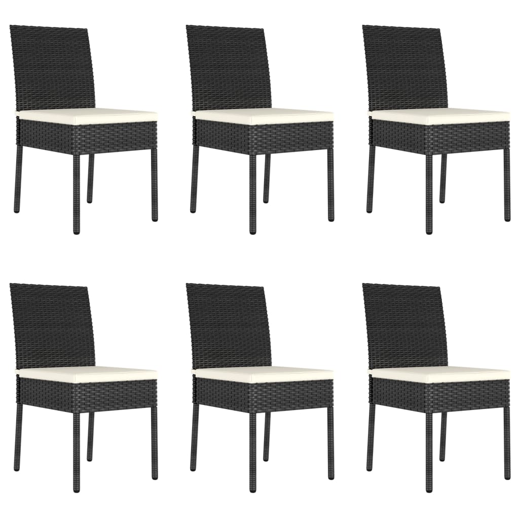 7 Piece Garden Dining Set Poly Rattan Black