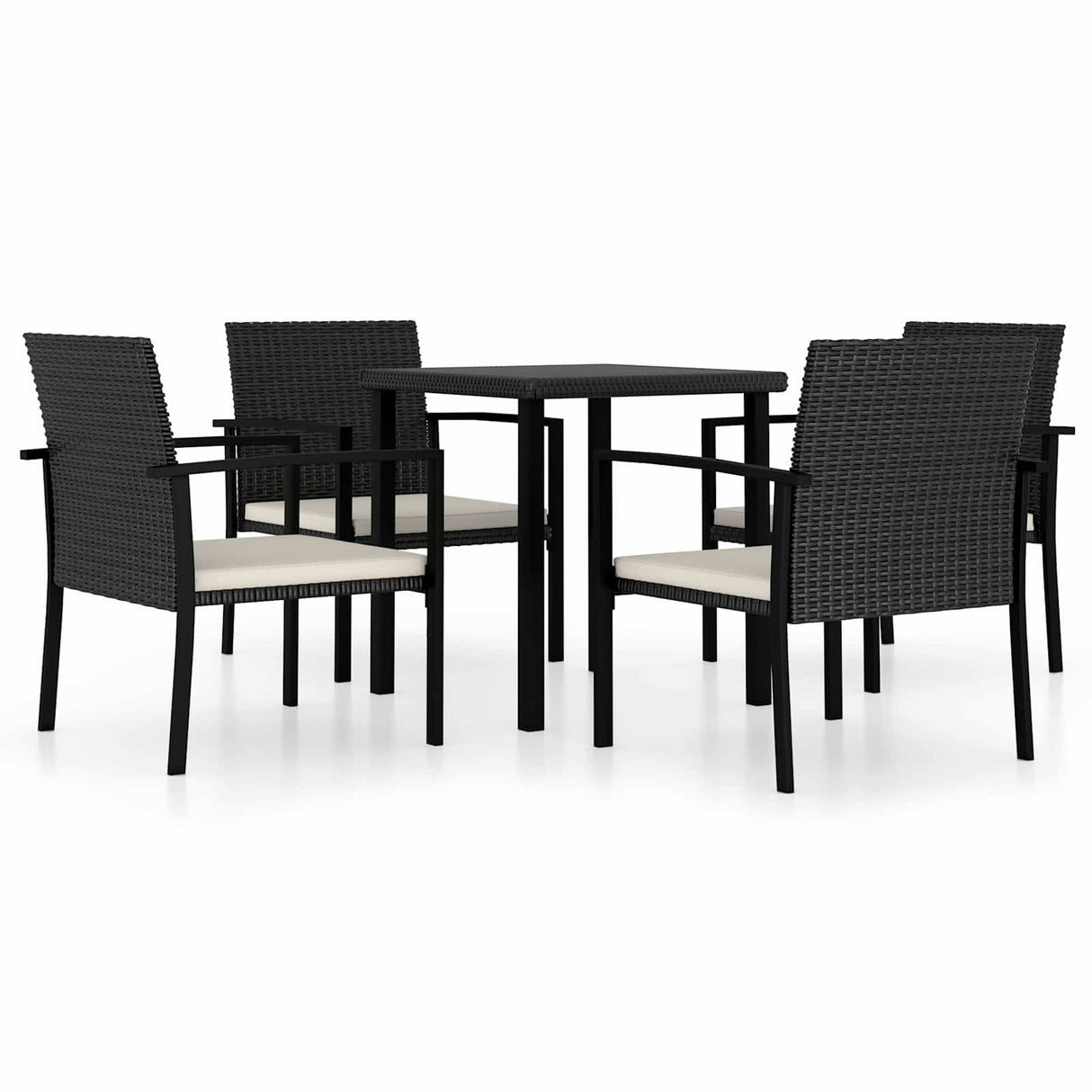 5 Piece Garden Dining Set Poly Rattan Black