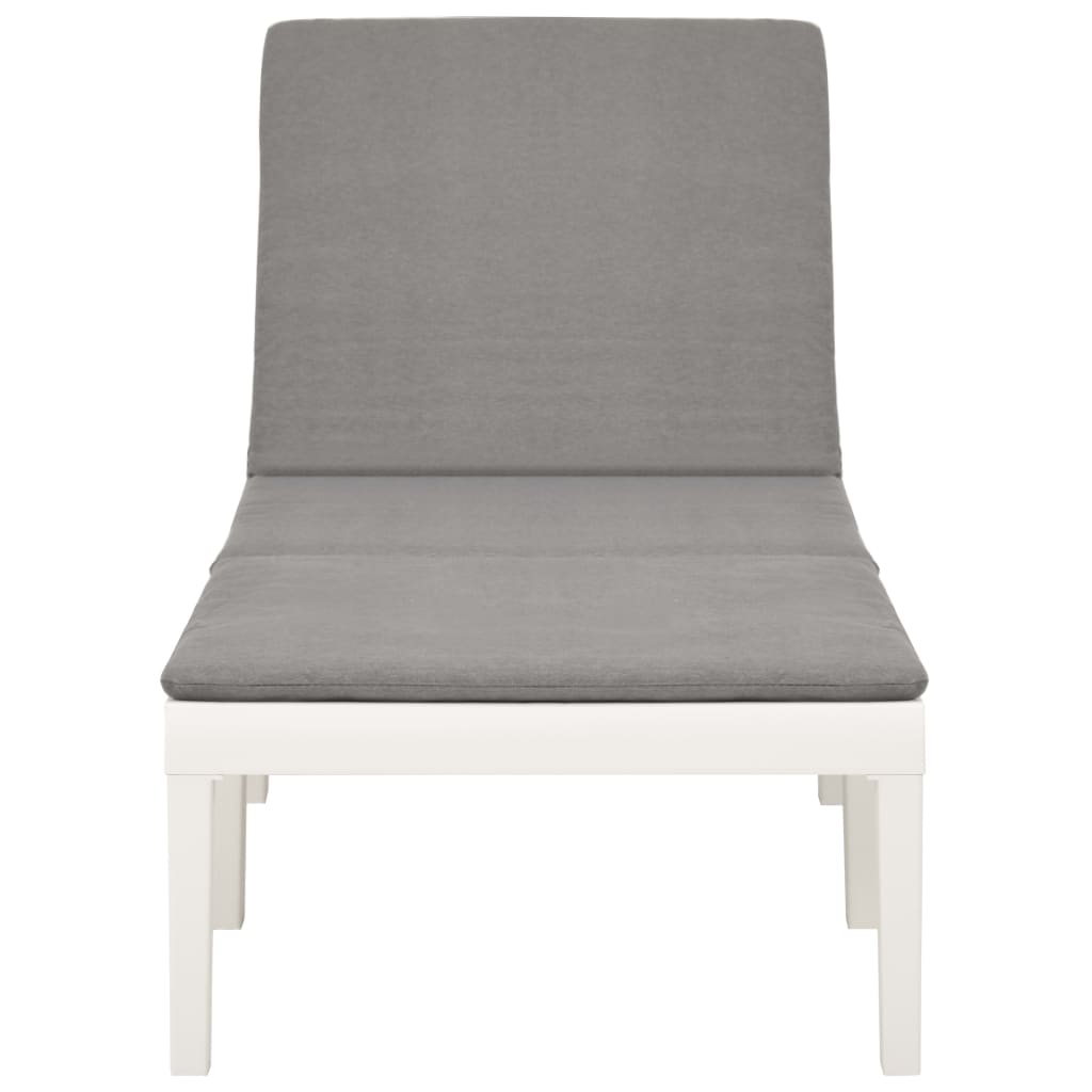 Sun Lounger with Cushion Plastic White