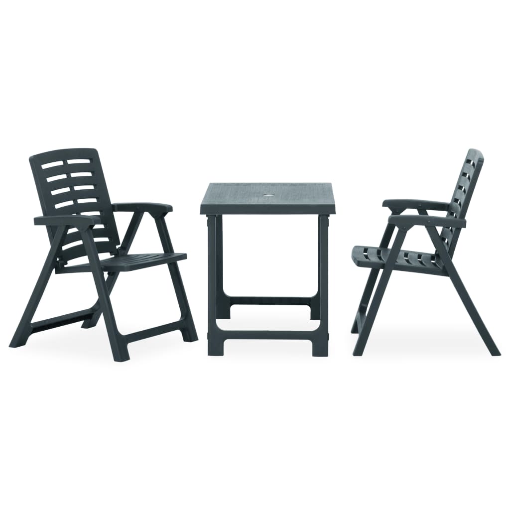 3 Piece Folding Bistro Set Plastic Green