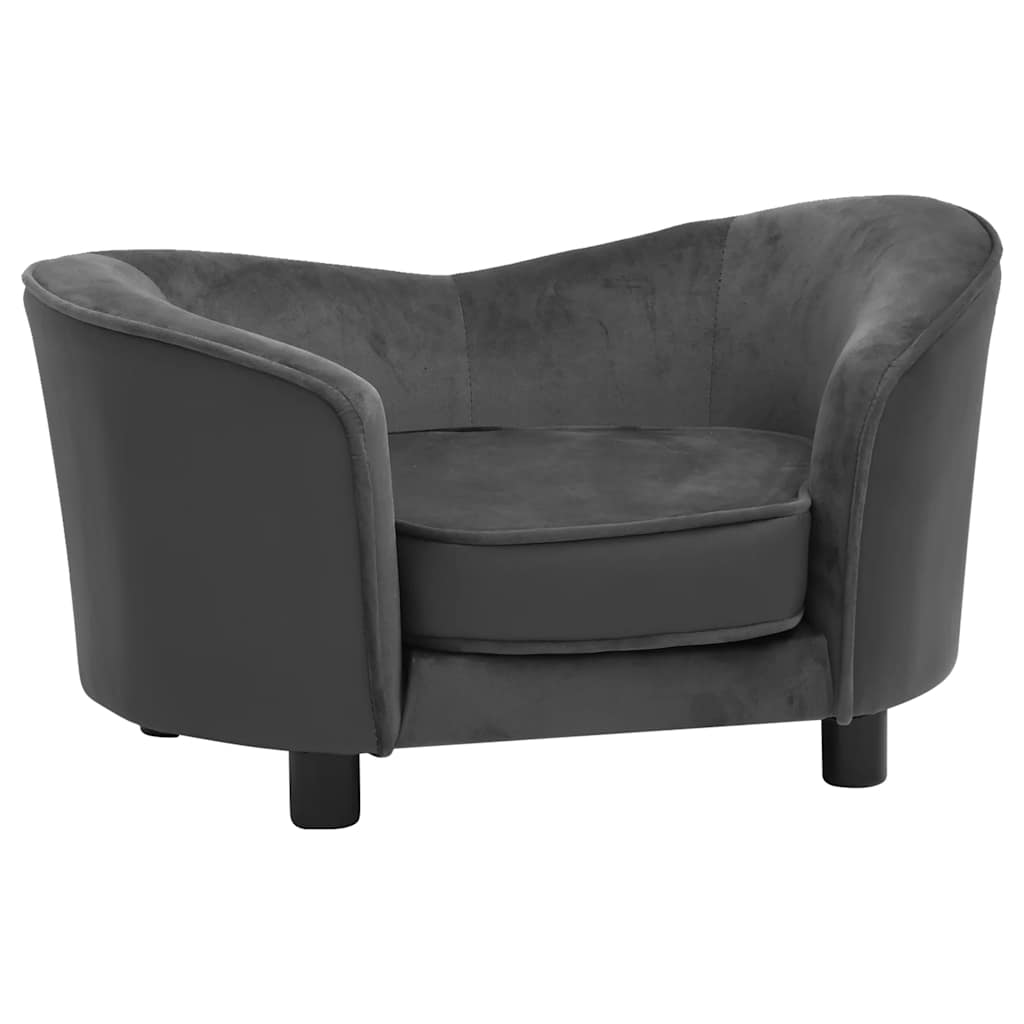 Dog Sofa Dark Grey 69x49x40 cm Plush and Faux Leather