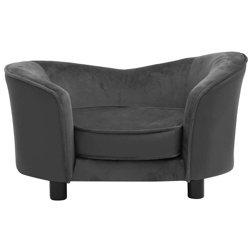 Dog Sofa Dark Grey 69x49x40 cm Plush and Faux Leather