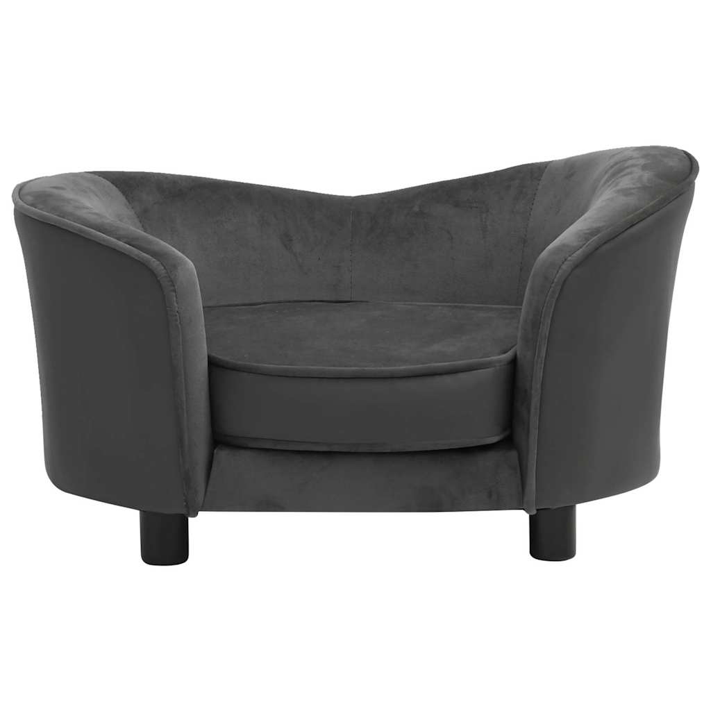 Dog Sofa Dark Grey 69x49x40 cm Plush and Faux Leather