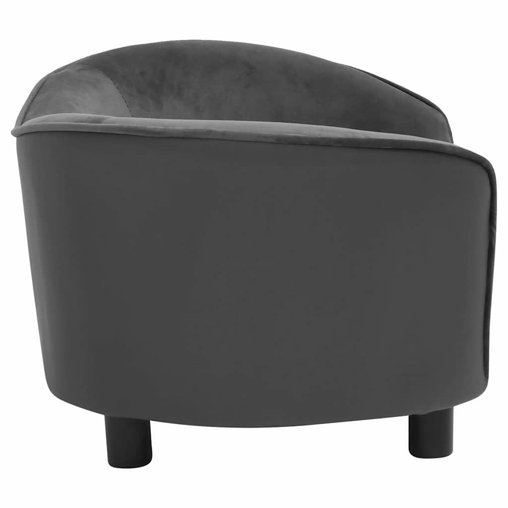 Dog Sofa Dark Grey 69x49x40 cm Plush and Faux Leather