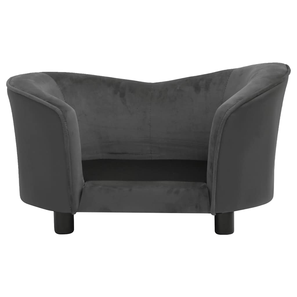 Dog Sofa Dark Grey 69x49x40 cm Plush and Faux Leather
