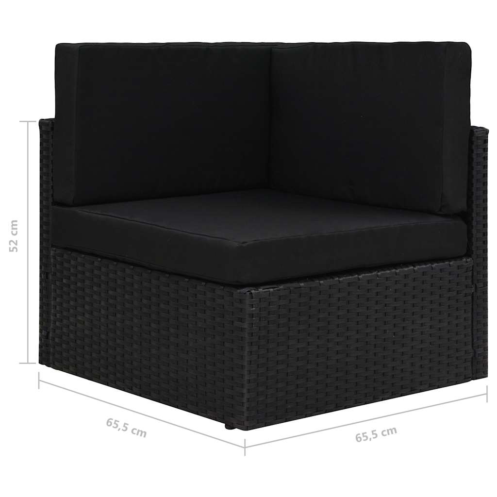 5 Piece Garden Lounge Set with Cushions Black Poly Rattan