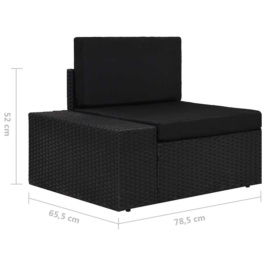 5 Piece Garden Lounge Set with Cushions Black Poly Rattan