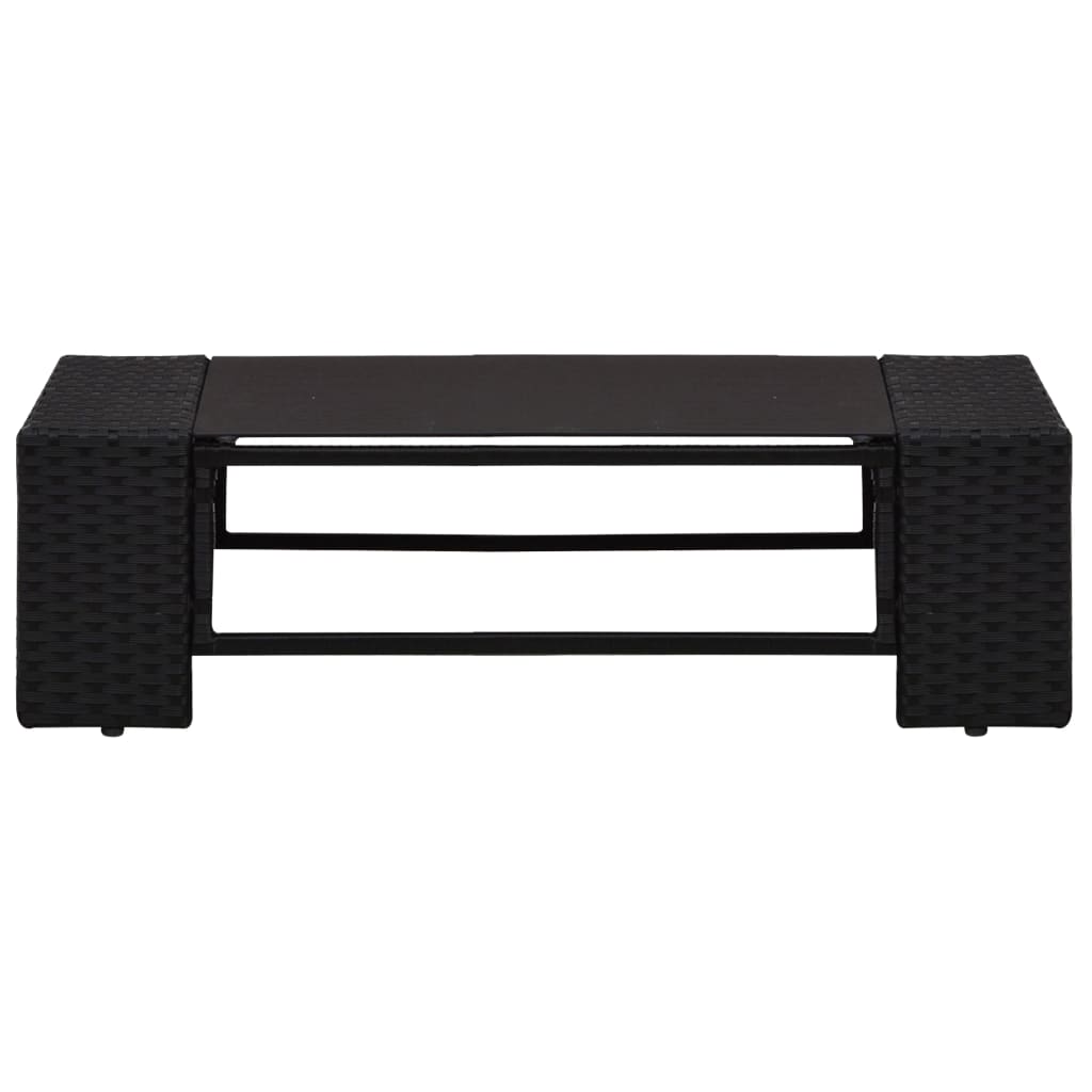 6 Piece Garden Lounge Set with Cushions Black Poly Rattan