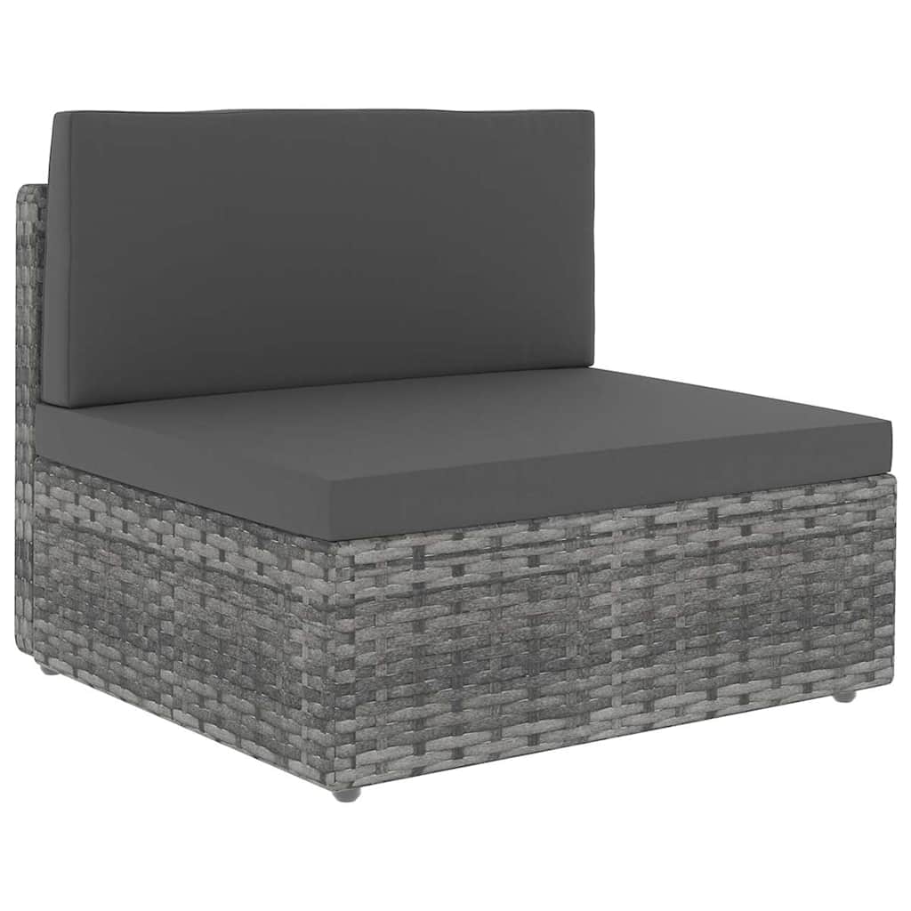 4 Piece Garden Lounge Set with Cushions Grey Poly Rattan