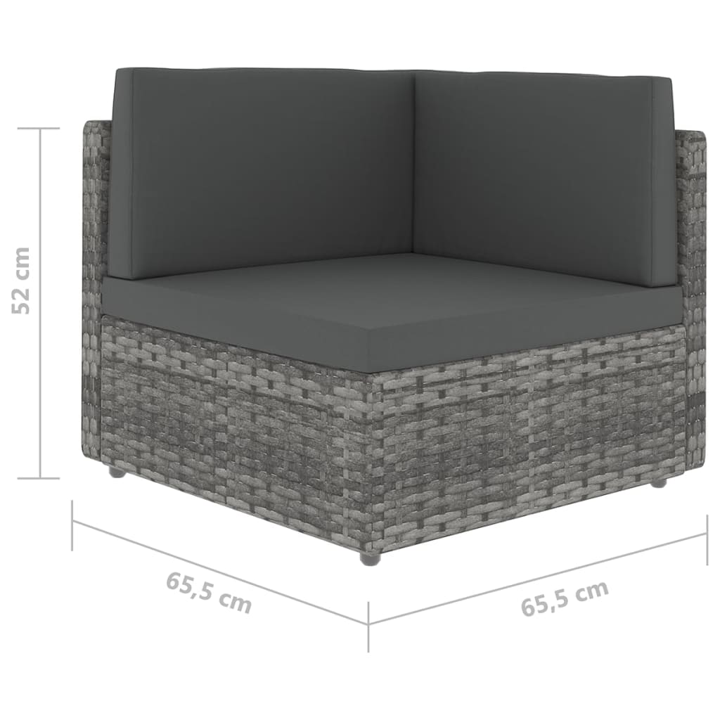 4 Piece Garden Lounge Set with Cushions Grey Poly Rattan