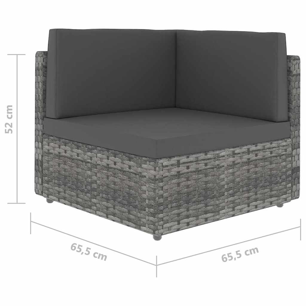 4 Piece Garden Lounge Set with Cushions Grey Poly Rattan