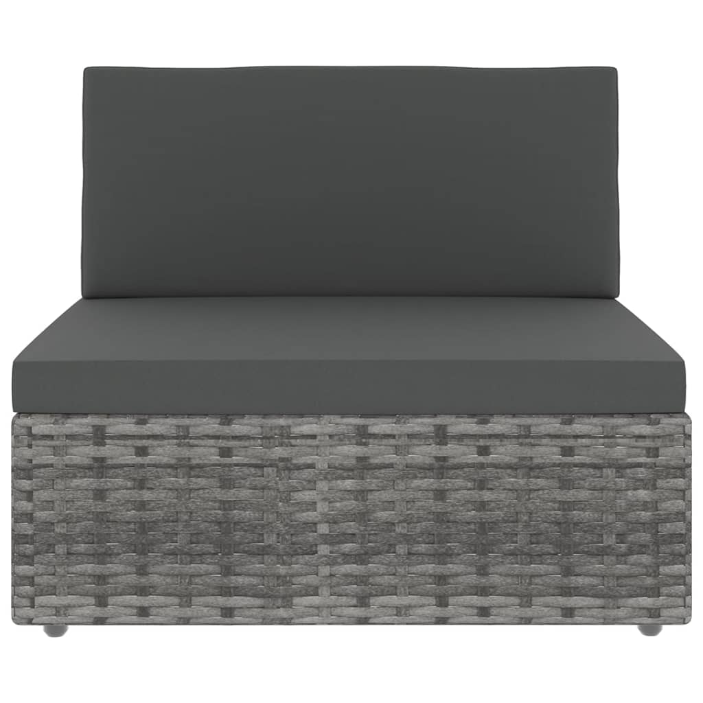 4 Piece Garden Lounge Set with Cushions Grey Poly Rattan
