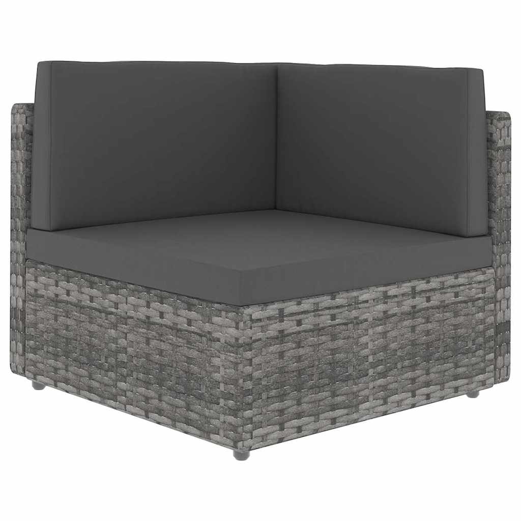 4 Piece Garden Lounge Set with Cushions Grey Poly Rattan