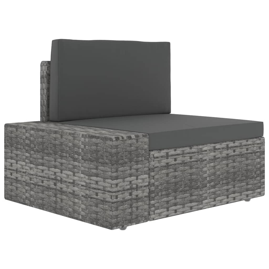 4 Piece Garden Lounge Set with Cushions Grey Poly Rattan