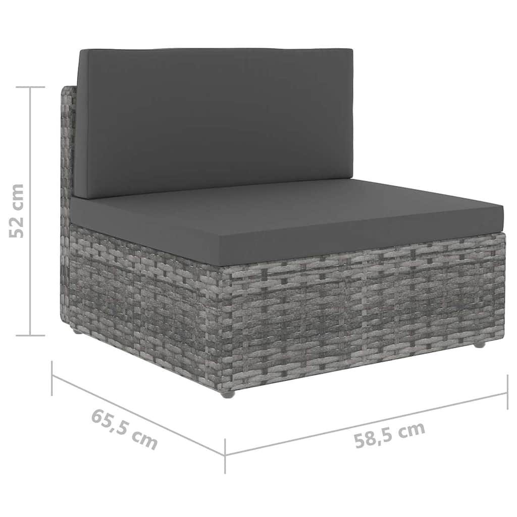 4 Piece Garden Lounge Set with Cushions Grey Poly Rattan