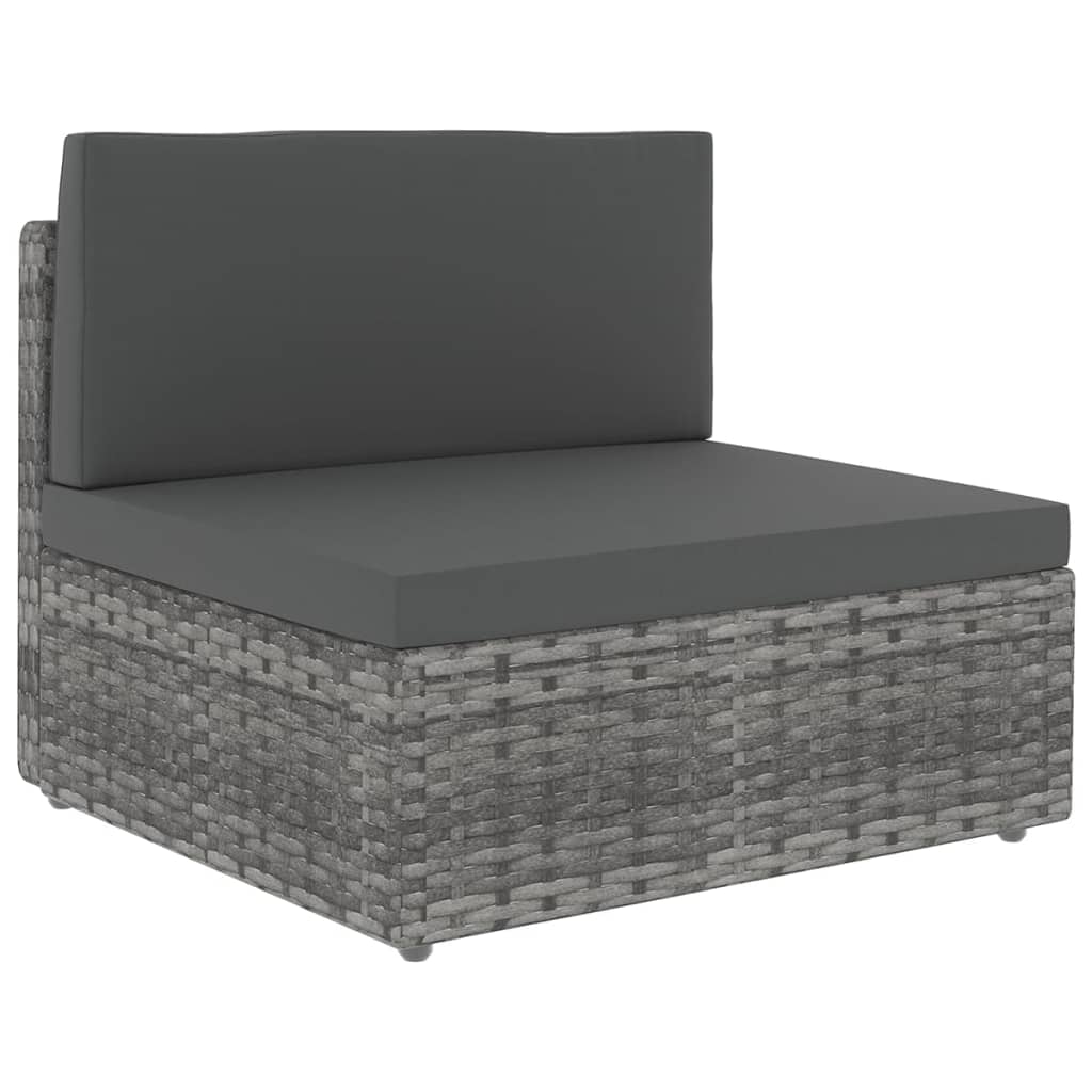 6 Piece Garden Lounge Set with Cushions Grey Poly Rattan