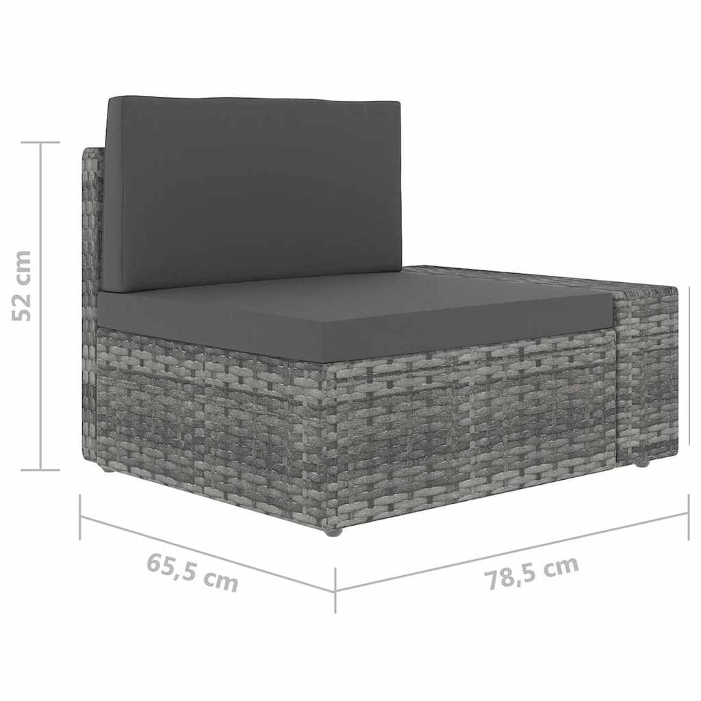 6 Piece Garden Lounge Set with Cushions Grey Poly Rattan