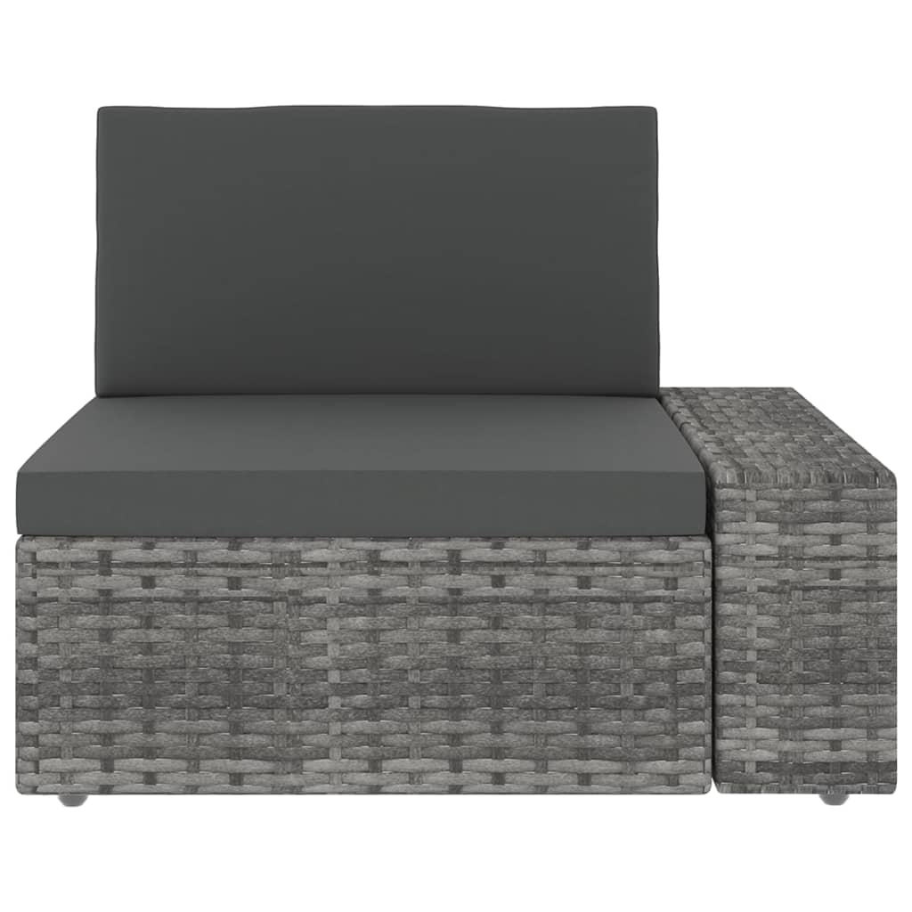 6 Piece Garden Lounge Set with Cushions Grey Poly Rattan