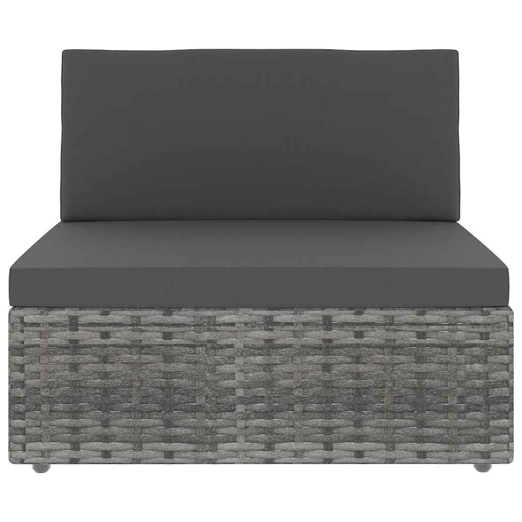 8 Piece Garden Lounge Set with Cushions Grey Poly Rattan