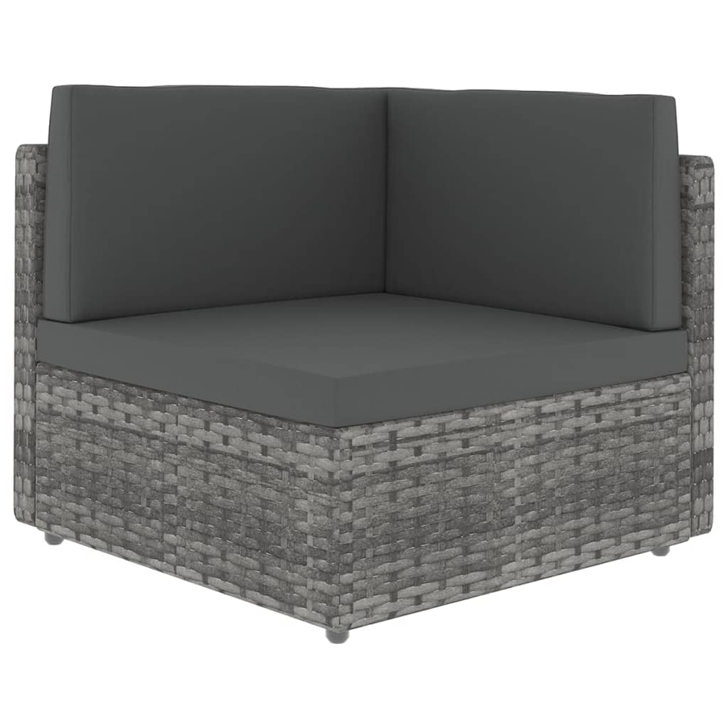 8 Piece Garden Lounge Set with Cushions Grey Poly Rattan