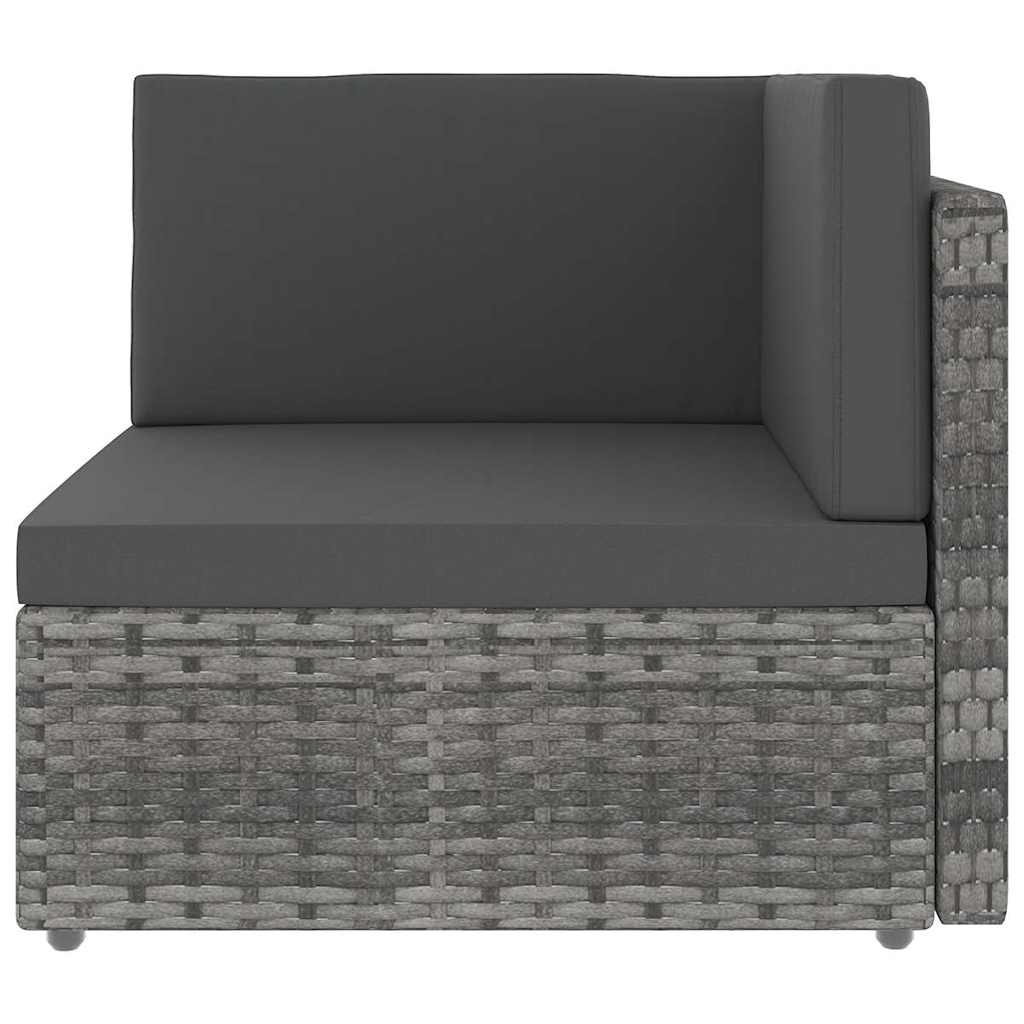 8 Piece Garden Lounge Set with Cushions Grey Poly Rattan