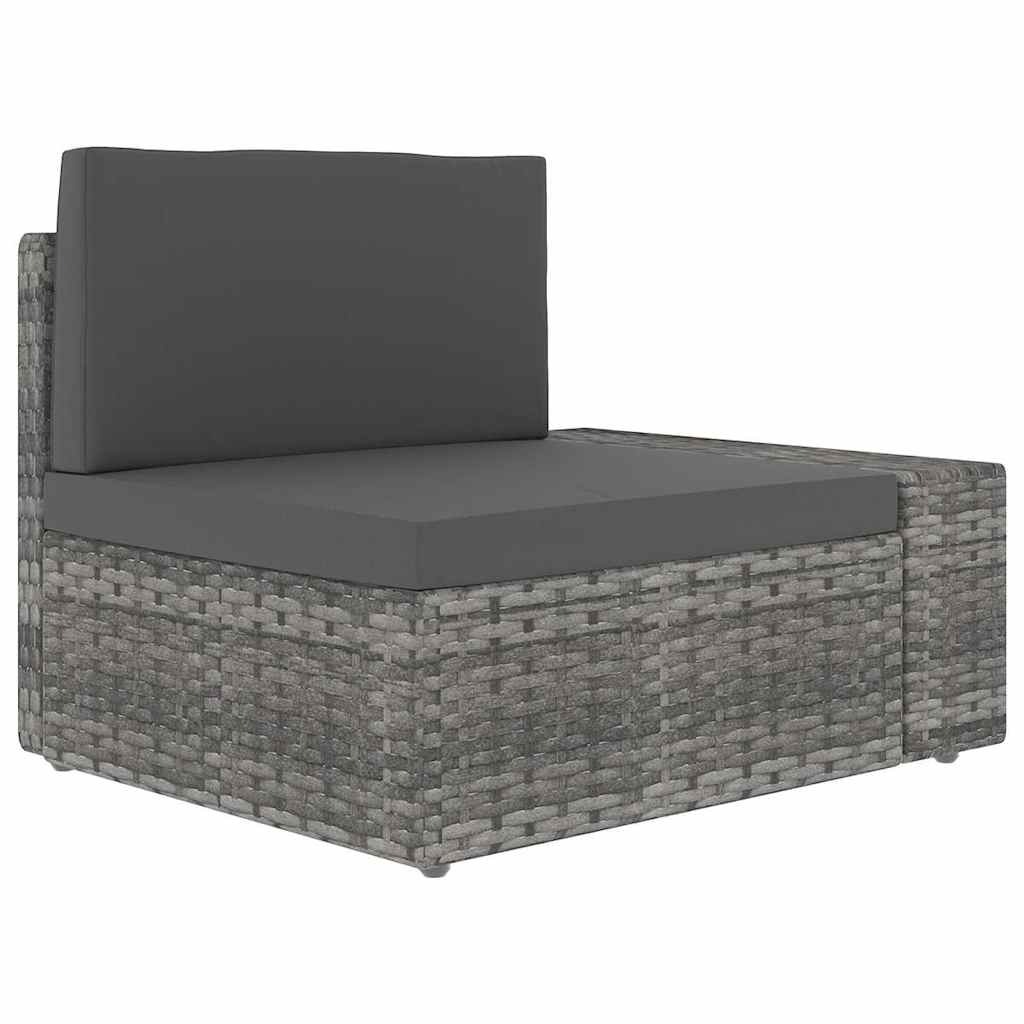 8 Piece Garden Lounge Set with Cushions Grey Poly Rattan
