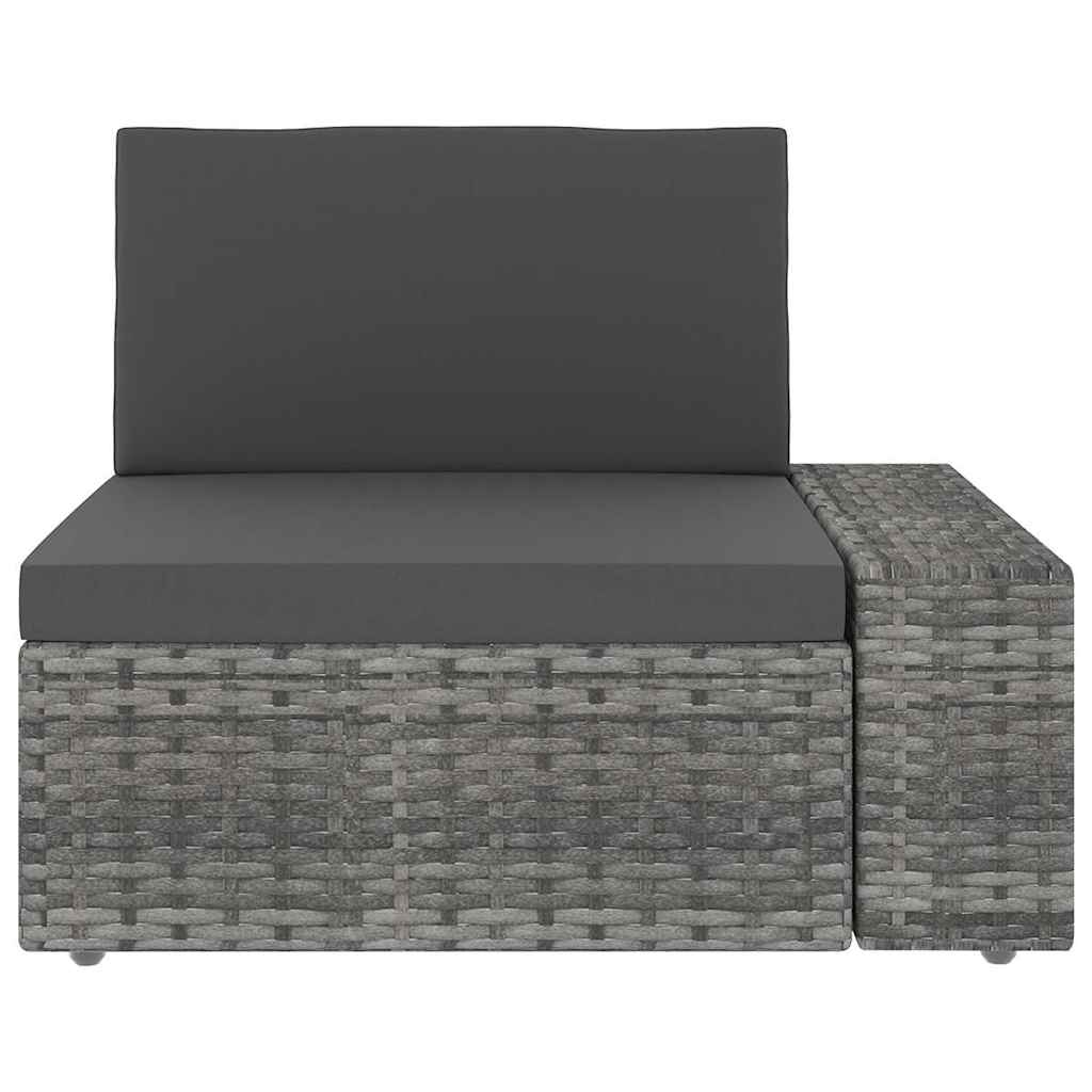 8 Piece Garden Lounge Set with Cushions Grey Poly Rattan