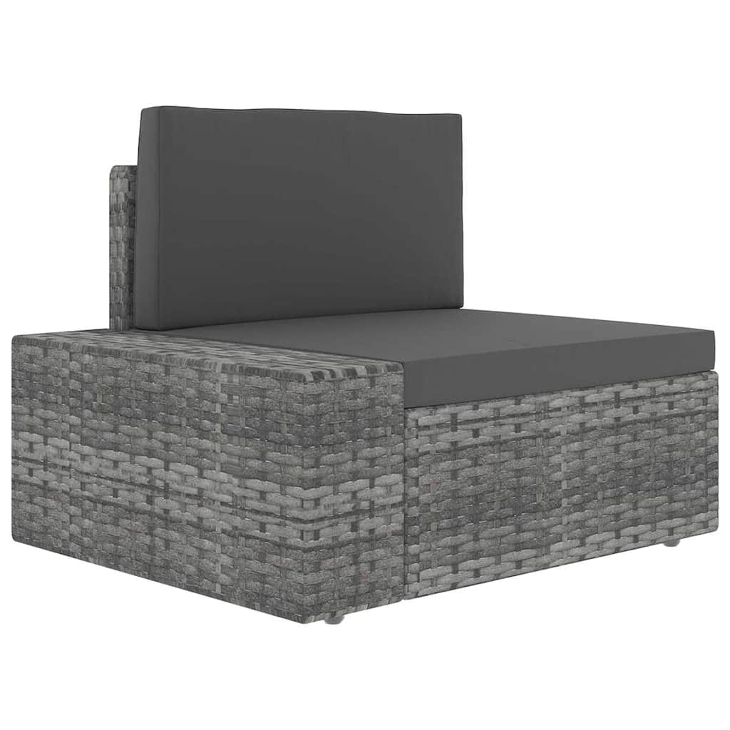 8 Piece Garden Lounge Set with Cushions Grey Poly Rattan