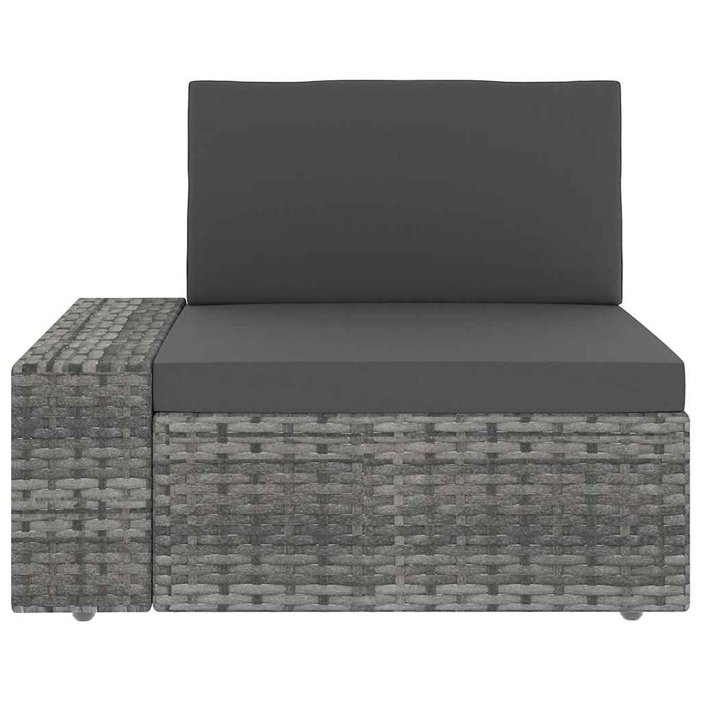 8 Piece Garden Lounge Set with Cushions Grey Poly Rattan