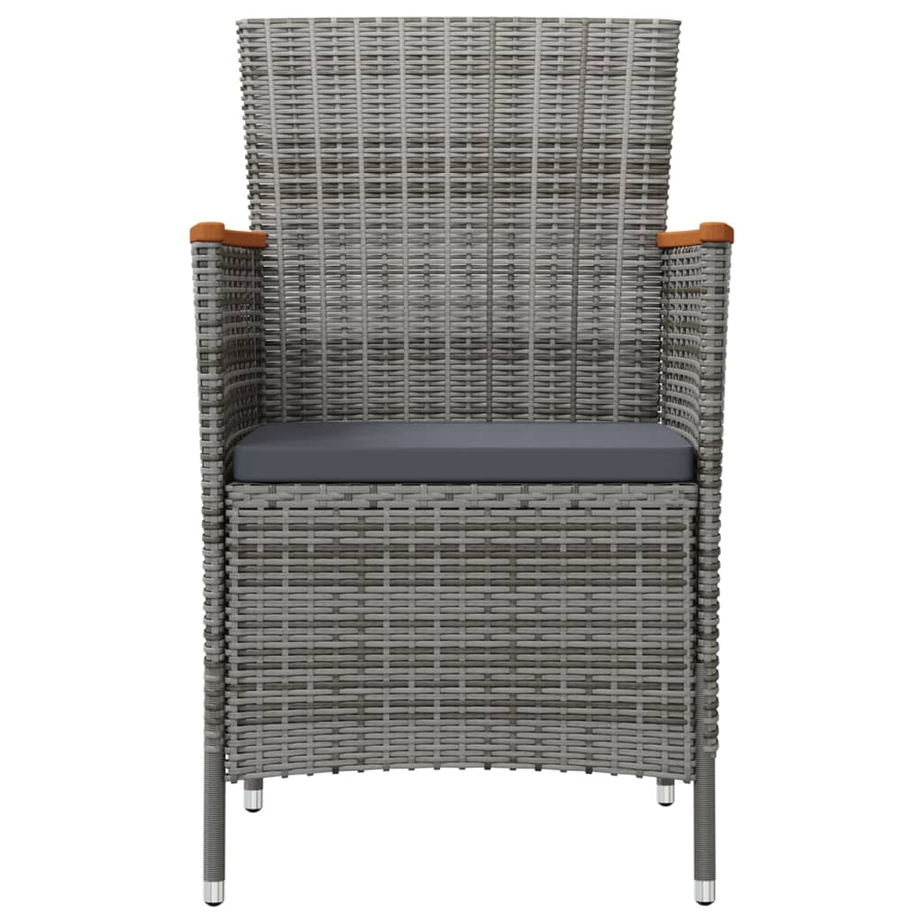 Garden Dining Chairs 2 pcs Poly Rattan Grey