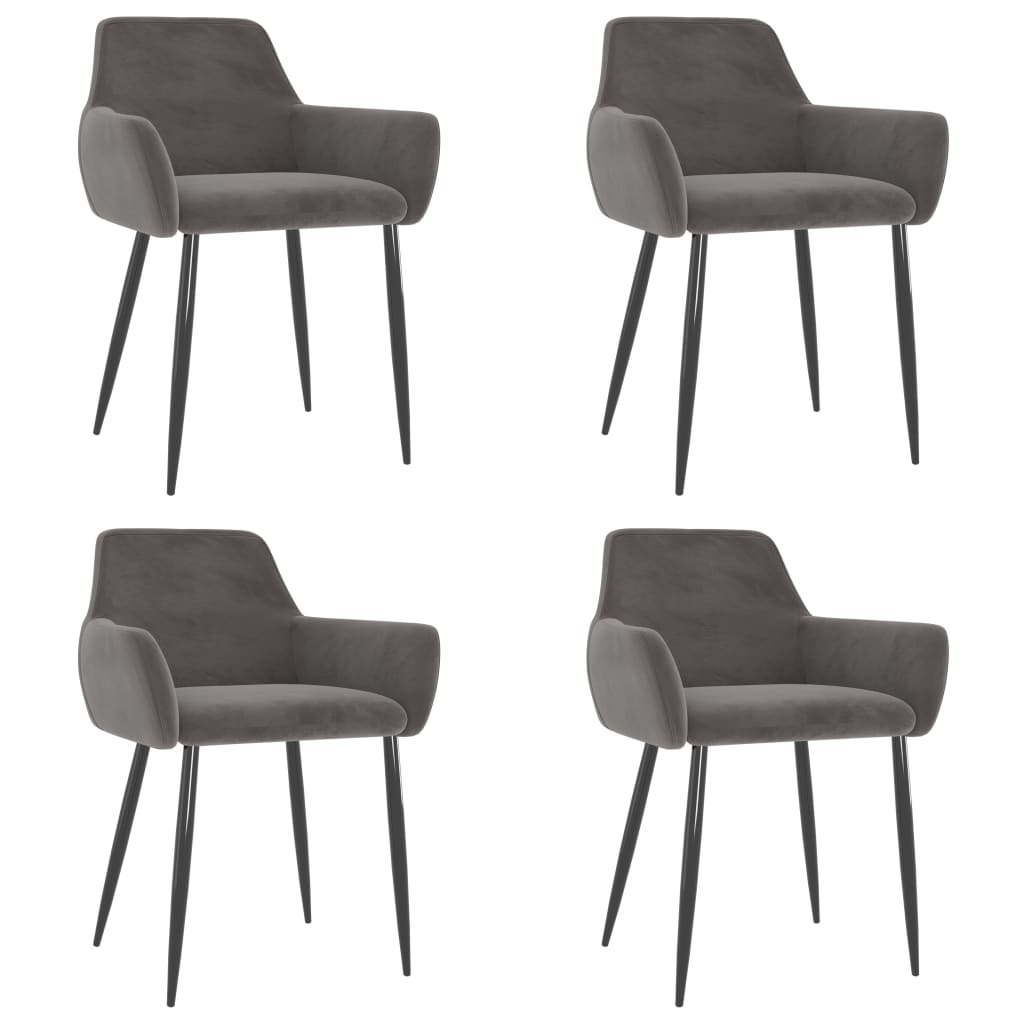 Dining Chairs 4 pcs Dark Grey Velvet