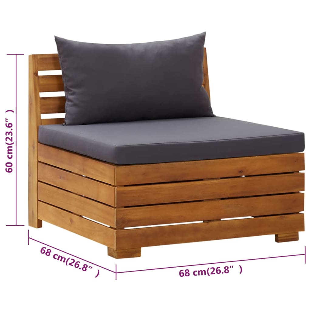 2 Piece Garden Lounge Set with Cushions Solid Acacia Wood