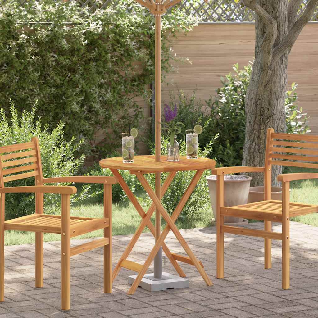 Folding Garden Table Ø60x75 cm Solid Eucalyptus Wood