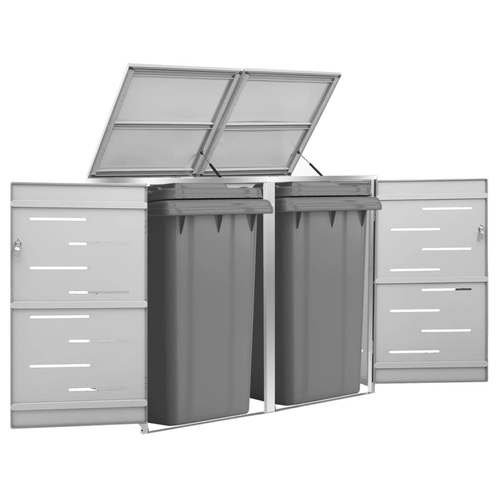 Quadruple Wheelie Bin Shed 276.5X77.5X112.5 Cm Stainless Steel