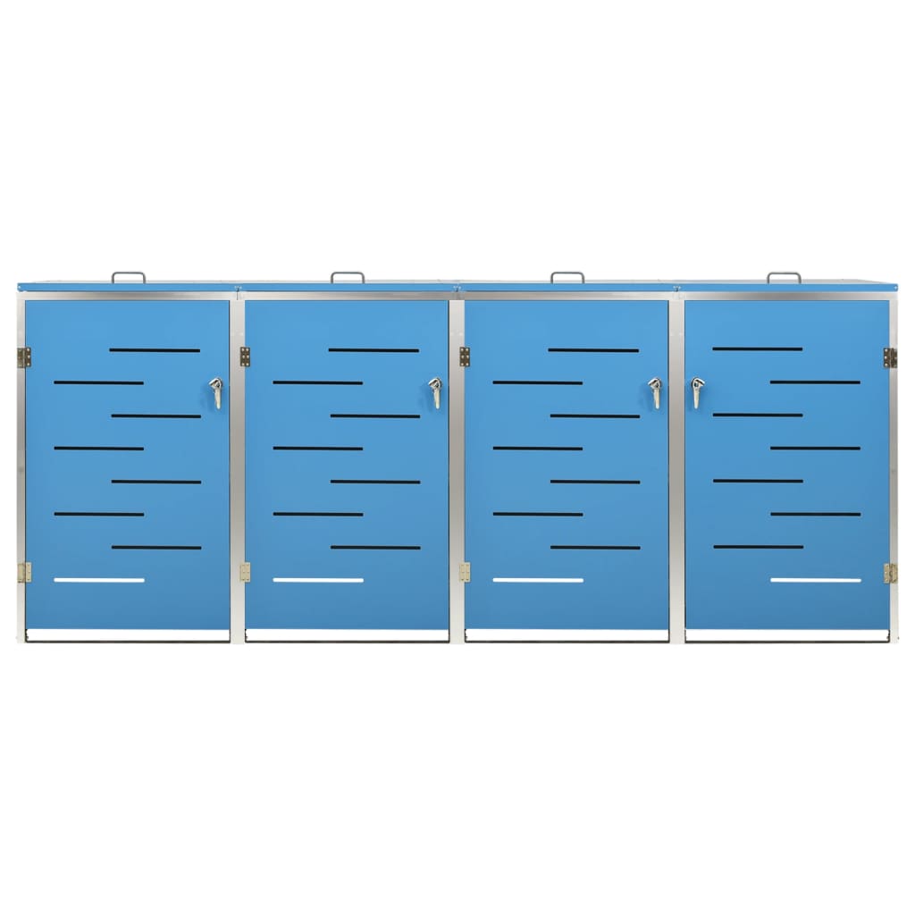 Quadruple Wheelie Bin Shed 276.5x77.5x112.5 cm Stainless Steel