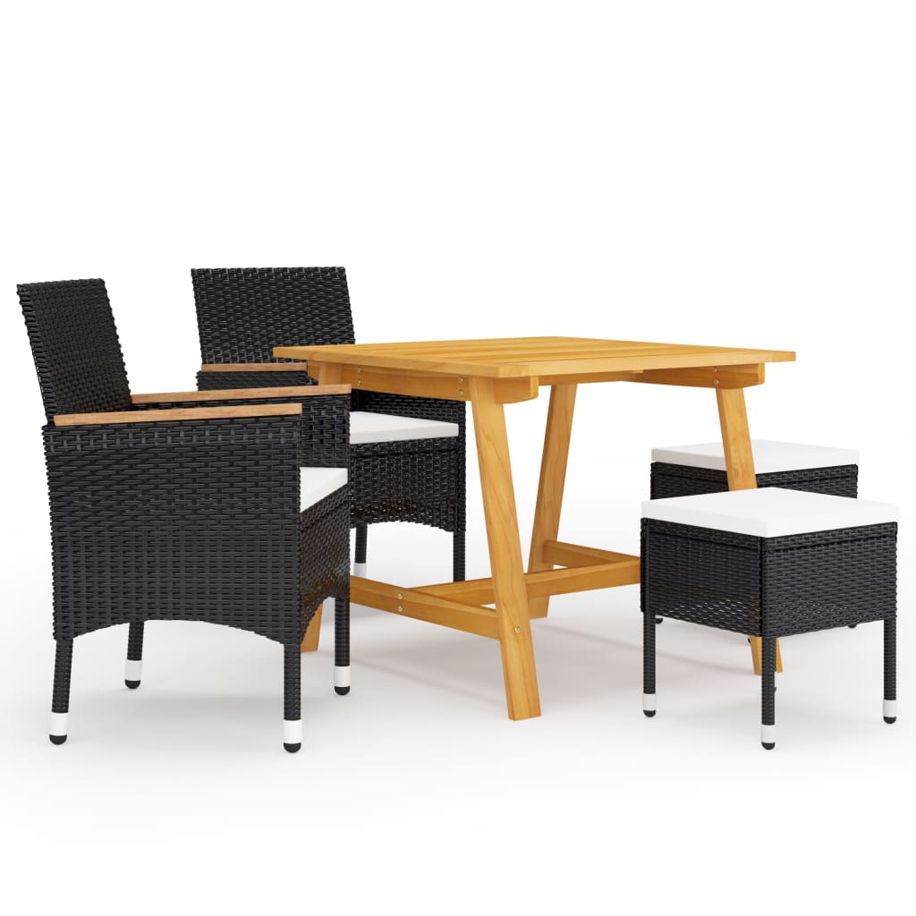 5 Piece Garden Dining Set Black